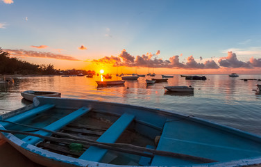  coucher de soleil à Bain-Boeuf, île Maurice
