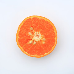 cut orange on the white background.