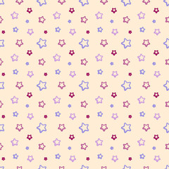Funny colorful stars vector seamless pattern.
