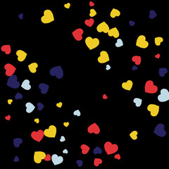 Festive Background with Colorful hearts. Delicate Pattern for Postcard, Print, Banner or Poster. Pretty hearts For Party Decoration, Wedding, Birthday or Anniversary Invitation. Vector
