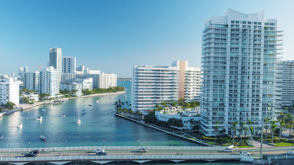 Aerial view of Venetian Way and Miami Beach, Florida