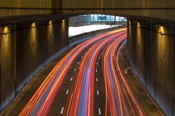Light trails on a motorway