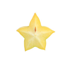 Naklejka premium Close up Sliced ripe Star apple isolated on white background.