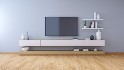 Fototapeta na wymiar TV cabinet , modern interior of living room design and Cozy Living style ,3d illustration