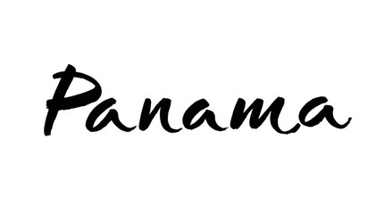 panama, text design. Typography poster. Usable as background. Modern brush calligraphy. Ink hand lettering. Vector