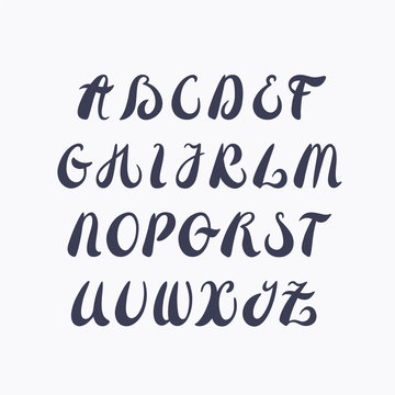 Hand written style vector lain alphabet. Calligraphy type. English capital letters font, ABC.