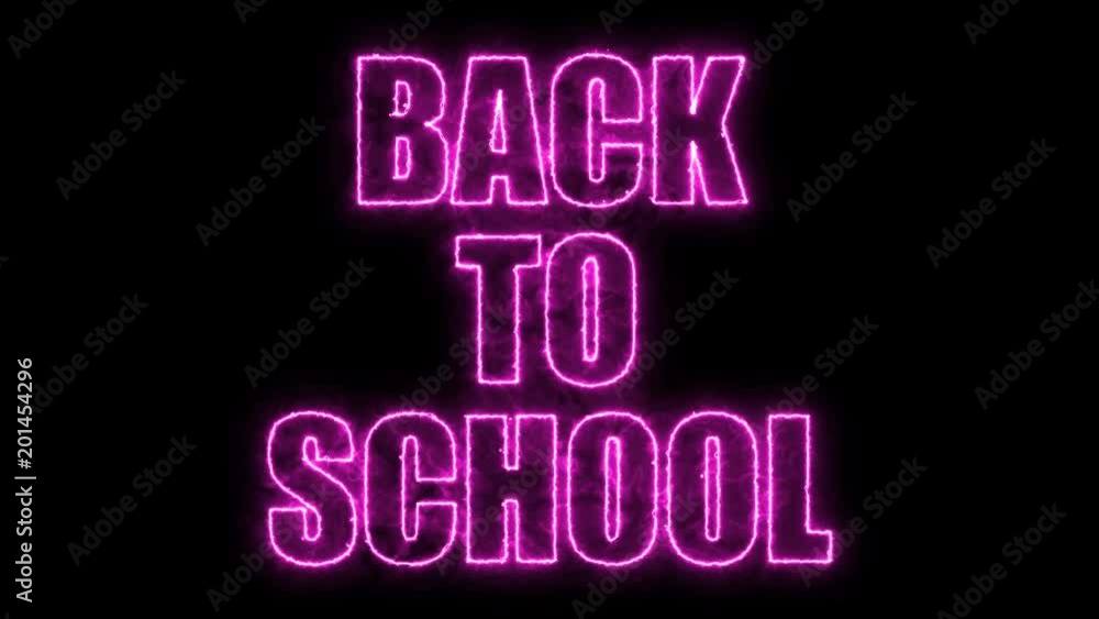 Aufkleber burning back to school text on black, 3d rendering background, computer generating