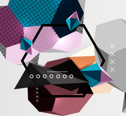 Color 3d geometric composition poster