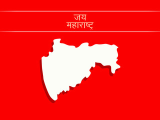 Illustration of  Indian State Maharashtra map with Hindi text Jai Maharashtra meaning long live Maharashtra 