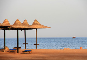 Umbrellas on the beach of Sharm el sheikh