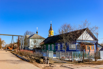 DETCHINO, RUSSIA - MARCH 2016: Streets and courtyards of Detchino village, Maloyaroslavetskiy...