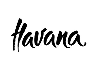havana, text design. Typography poster. Usable as background. Modern brush calligraphy. Ink hand lettering. Vector