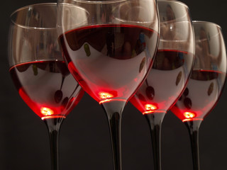 Glasses of excellent red wine