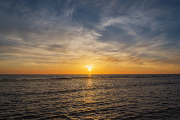 Sunset in Baltic sea at Latvia coast.