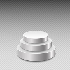 Podium. Stage for awards ceremony. Pedestal. Spotlight. Vector illustration.