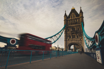 Fototapeta na wymiar Tower bridge London and double-decker 