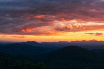 Mountain with warm light