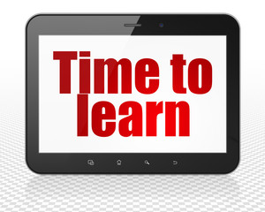 Time concept: Tablet Pc Computer with red text Time to Learn on display, 3D rendering