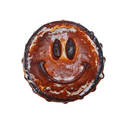 Traditional printed gingerbreads in the form smile, handmade, isolated on the white