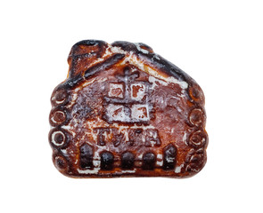 Traditional printed gingerbreads in the form house, handmade, isolated on the white