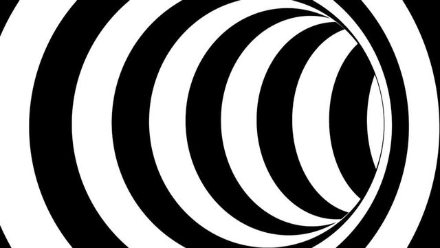 Black and white striped tunnel, psychedelic abstraction, 3d rendering computer generation