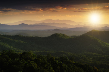 Mountain with warm light