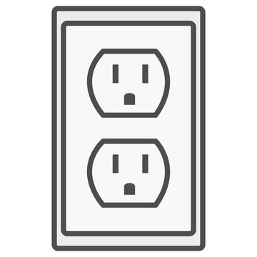 grounded power outlets symbol. white socket. electric outlet icon on white background. U.S. electric household outlet.