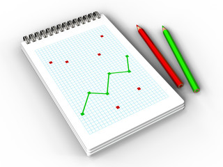 notepad with graph