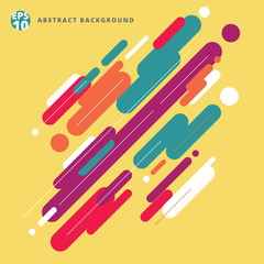 Abstract modern style composition made of various rounded lines pattern colorful on yellow background.