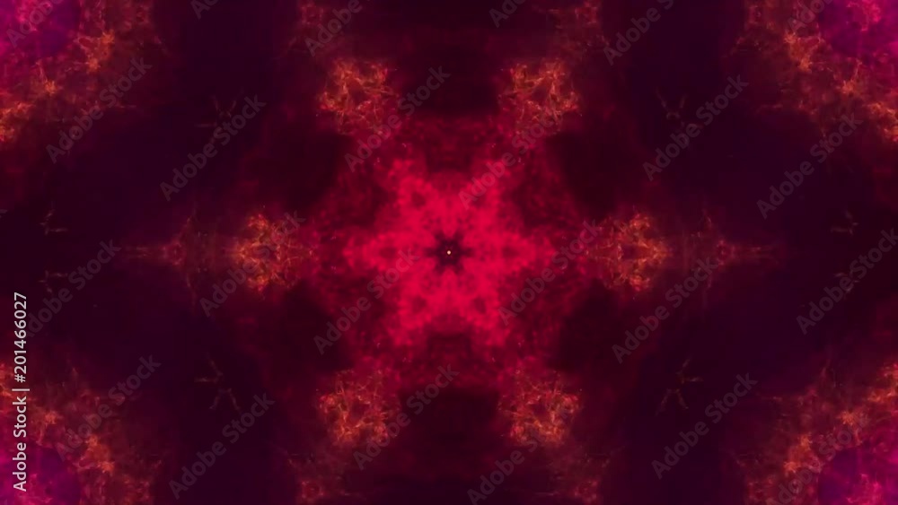 Poster kaleidoscopes background with animated glowing neon colorful lines and geometric shapes. psychedelic