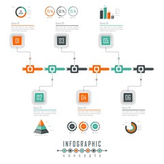 Infographic timeline template can be used for chart, diagram, web design, presentation, advertising, history. Vector infographic illustration
