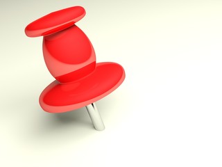 Red thumbtack on white paper - 3D rendering