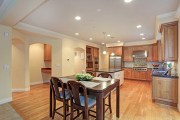 Luxury kitchen room and dining area.