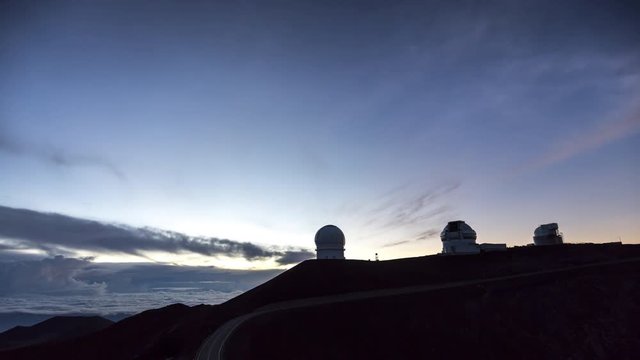Sunrise time lapse over the Gemini North Telescope of Mauna Kea Astronomical Observatory, Hawaii. USA