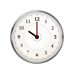 Realistic clock face showing 10-00 on white