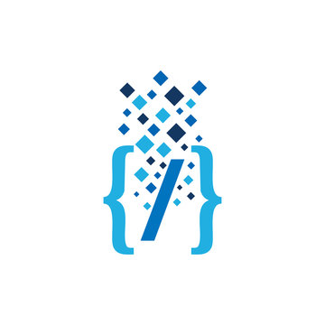 Code Pixel Logo Icon Design