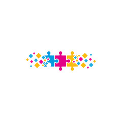 Puzzle Pixel Logo Icon Design