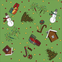 Winter warm clothes christmas sketch .