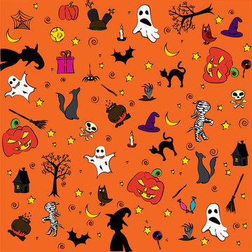 Drawing a wallpaper on the theme of Halloween © saroutlander
