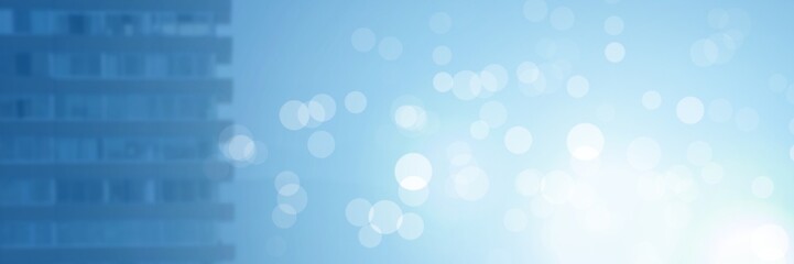 City buildings with flare light source