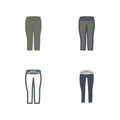 Yoga pants clothes flat colored line silhouette