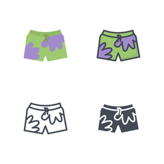Beach shorts clothes flat colored line silhouette
