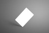 Universal mockup one bank (gift) card on a gray background standing on the corner with shadows.