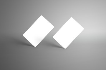 Universal mockup of a two  bank (gift) cards isolated on a gray background.