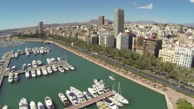 Alicante, Spain, port and city by drone
