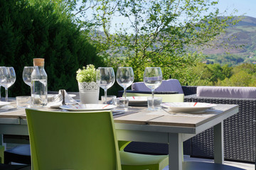 outdoor dining table on a terrace