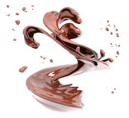 Splash chocolate isolated 3d rendering