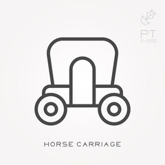 Line icon horse carriage