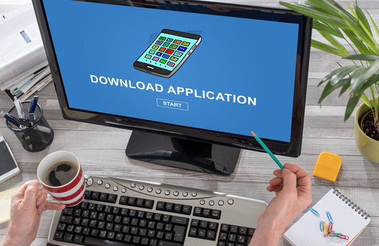 Download application concept on a computer