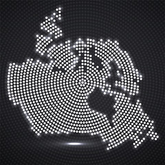 Abstract map Canada of glowing radial dots, halftone concept